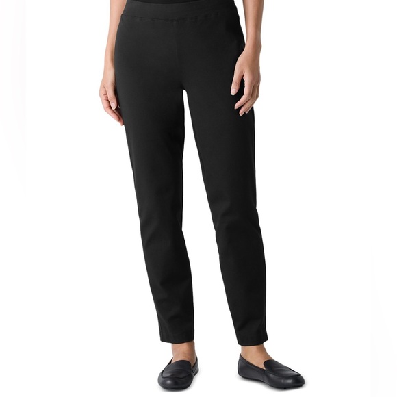 Eileen Fisher Pants - Eileen Fisher Cotton Blend Stretchy Pull on Black Pants Size Large